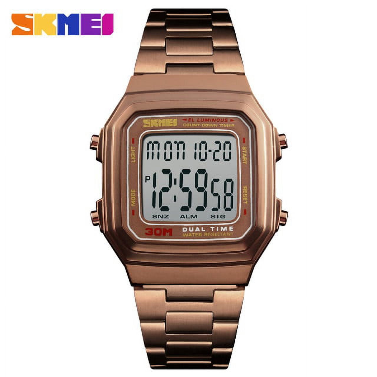 Digital Men's Watch Luxury Stainless Steel Men Wristwatch Waterproof Countdown Electronic ...