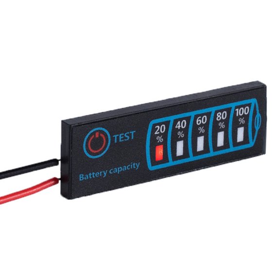 Digital Meter with LED Percentage Display for 5-30V Lithium Acid Systems, ABS+Carbon Case