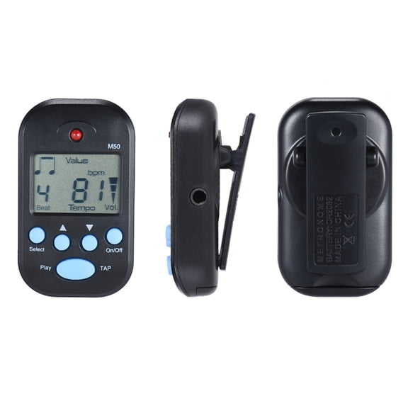 Digital Metronome Light Professional Clip on Digital Beat Tempo Metronome LCD Screen Lightweight & Mini for Violin Guitar Bass Musical Instrument Black