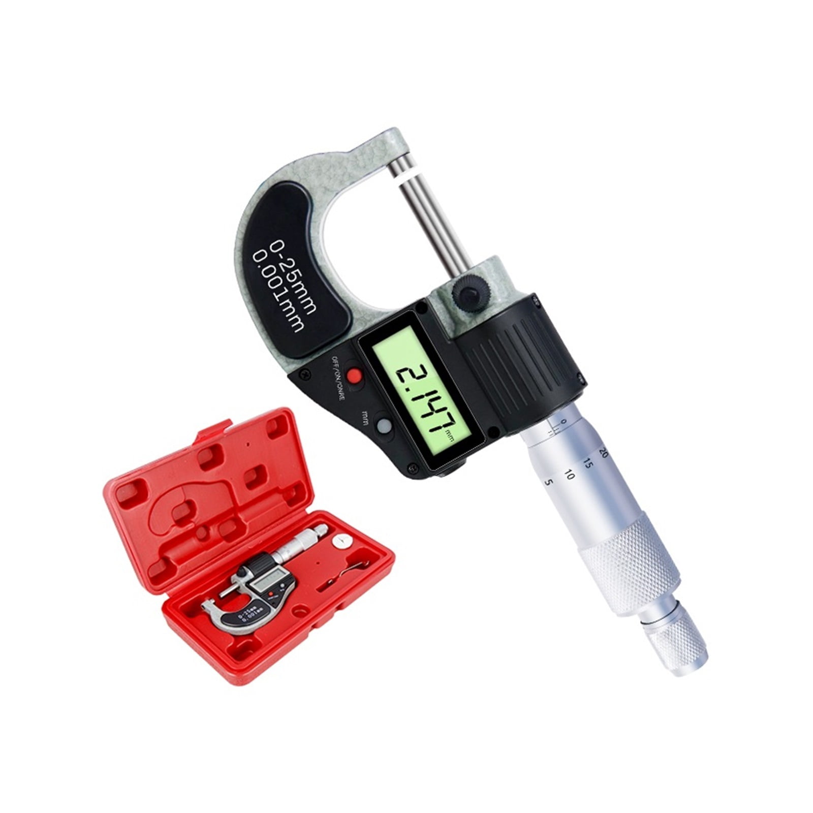 Digital Micrometer 0-25 Mm 0.001mm Caliper Electronic Outside Micrometer Chrome Plated Caliper Gauge Measuring Tools ,Easy to Use