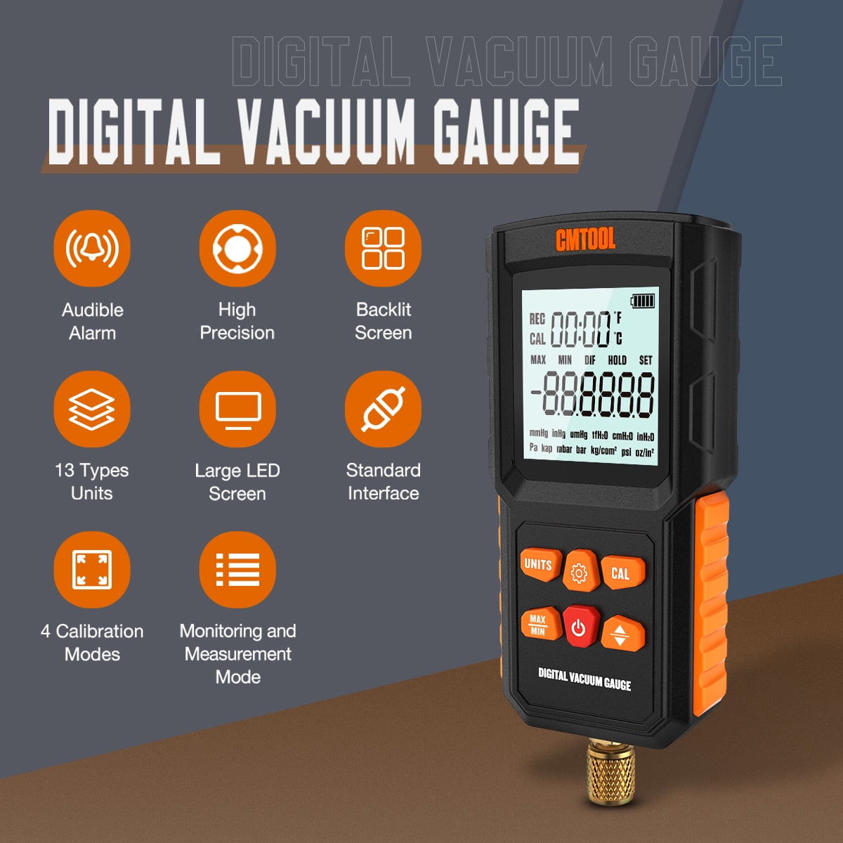 Digital Micron Vacuum Gauge Tester HVAC Gauge 0750k Microns Range