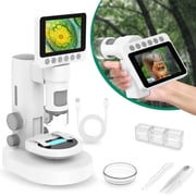 3.5 Inch Microscope with Detachable Stand, LED Lights, PC Compatible, 10MP HD Imaging Digital Microscope for Kids Adults