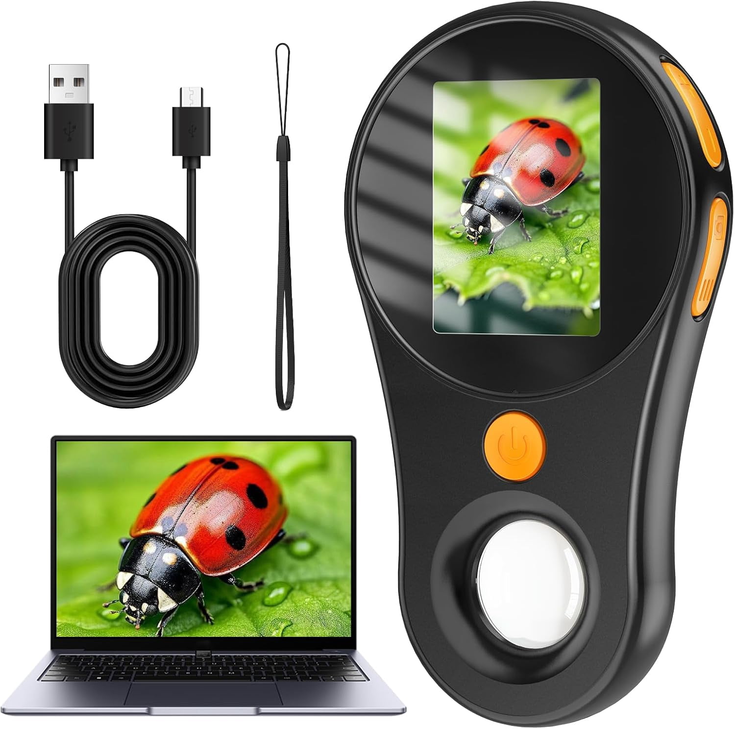 Digital Microscope for Children, Pocket Microscope with 8 LEDs, 500 x ...