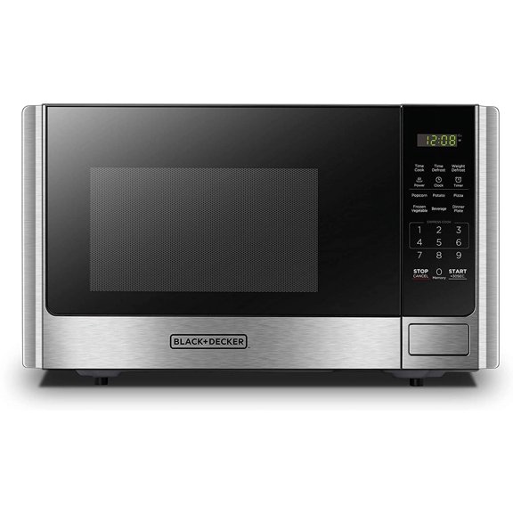 Digital Microwave Oven with Turntable Push-Button Door Child Safety Lock 0.9 Cu Ft Stainless Steel Bestseling