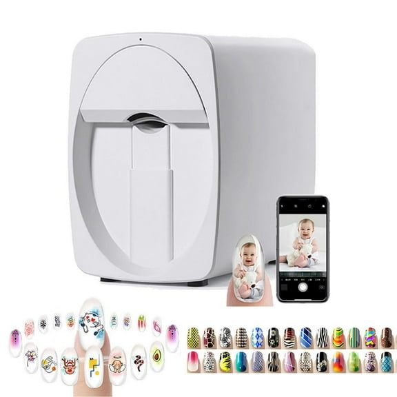 Digital Mobile Nail Art Printe,3D Automatic Nail Printer Machine, Mini Portable Nail Painting Machine Control Through Free Mobile App, Support WiFi/DIY/Usb, For Home Usage Nail Salon Nail Lovers