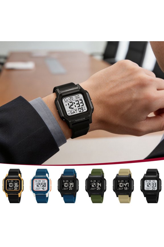 Digital Multifunction Electronic Watch Waterproof • LED DisplayStopwatch Countdown Timer • Luminous Backlight Sport Wristwatch Daily Use Gift