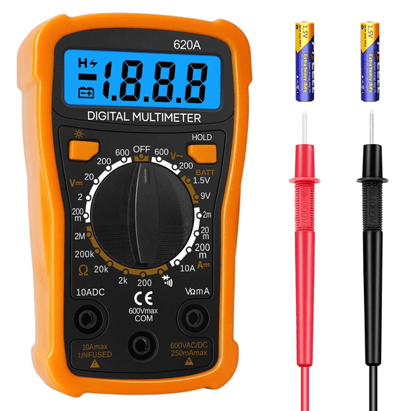 Digital Multimeter, 2000 Counts Multimeter Measure AC DC Voltage DC Current, Backlit LCD Display, Data Hold Function