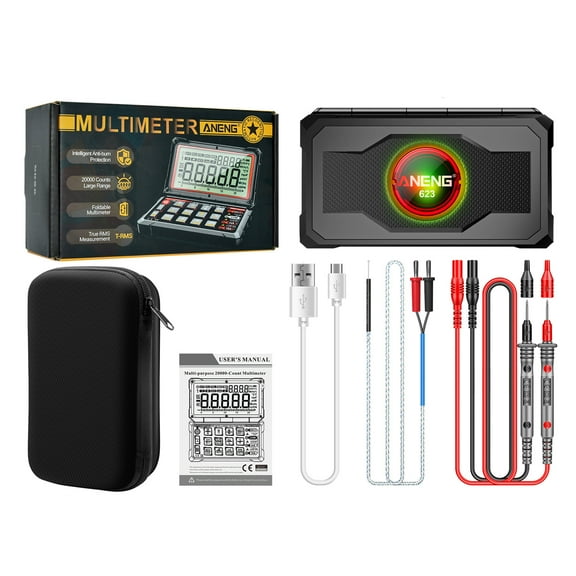 Digital Multimeter,5.15inch 180° Screen Wire/diode Test With 20000 Rpm Ms Rpm Ms Pluse Ms Pluse Dwell Live Wire/diode Test Car 20000 Rpm Pluse Dwell Ncv 623 Car 20000 Black Standard version