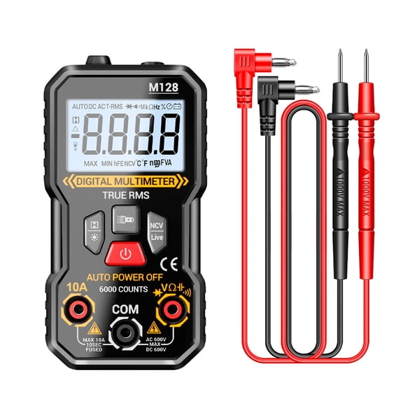 Digital Multimeter 6000 Counts AC DC Voltage Tester with NCV Data Hold Auto Shut-off Measures Current Capacitance Resistance Diode Voltmeter 5.51 inches / 14 cm for Home Electrical Use