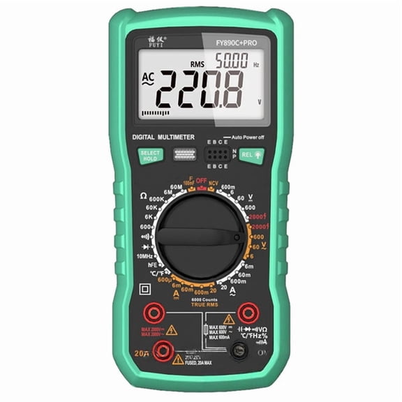 Digital Multimeter 6000 Counts True RMS 20A /2000V AC/ DC NCV Capacitance for Electrician PV Solar Mining Industrial