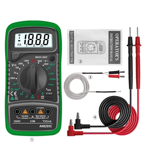 Digital Multimeter AC/DC Ammeter Volt Ohm Multimetro Tester Meter With Thermocouple LCD Backlight Portable ,Battery Test