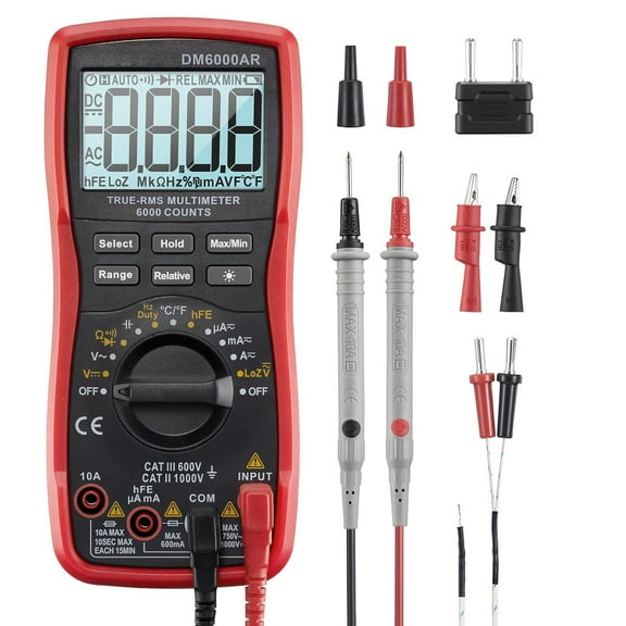 Digital Multimeter and Analyzer  Volt Meter Ohmmeter Auto-Ranging Tester; Accurately Measures Voltage Current Resistance Diodes Continuity Duty-Cycle Capacitance Temperature
