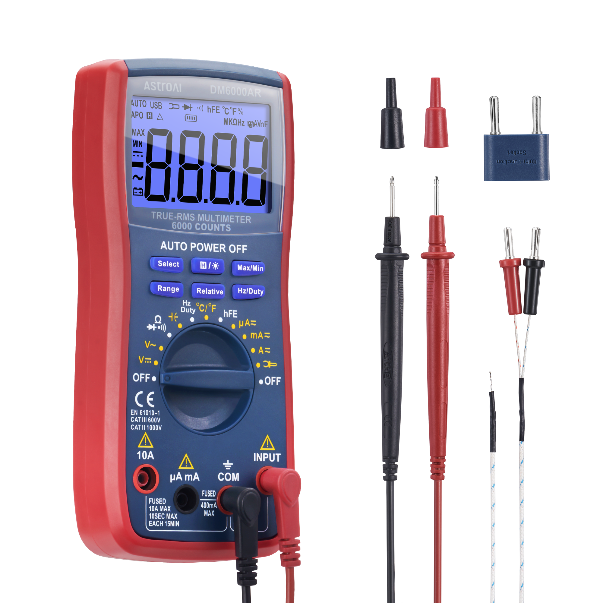 Digital Multimeter, AstroAI TRMS 6000 Counts Electrical Tester, Large Screen, Accurately Measures - image 1 of 9