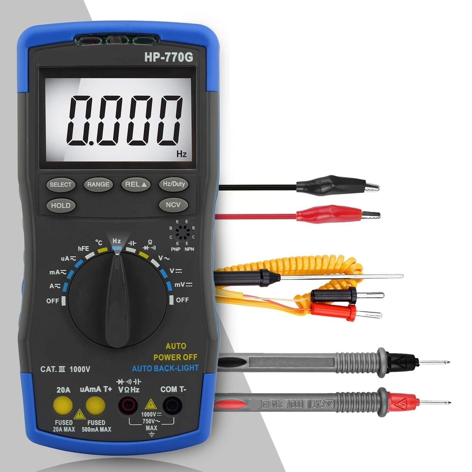 Digital Multimeter Auto-Ranging Electrical Meter Tester for AC/DC Amp, AC/DC Voltage NCV Diode ,High&Low Sensitivity