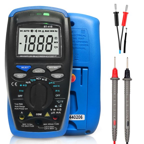 Digital Multimeter Auto Ranging True RMS NCV Voltage Tester Large LCD Display Backlight Auto Power Off Electrical Testing Industrial Use Accurate AC Voltage Measurement Smart