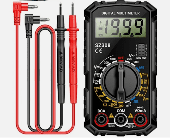 Digital Multimeter LCD AC/DC Voltmeter Ammeter Ohmmeter – Electrical Voltage Tester with Test Leads, Portable Handheld Circuit Meter