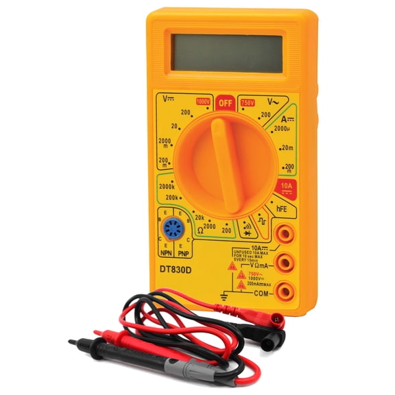Digital Multimeter, Model M-830D - 200mV - 1000 V 0.5% 2Digit - Testing Leads, Battery & Instructions Included - Eisco Labs