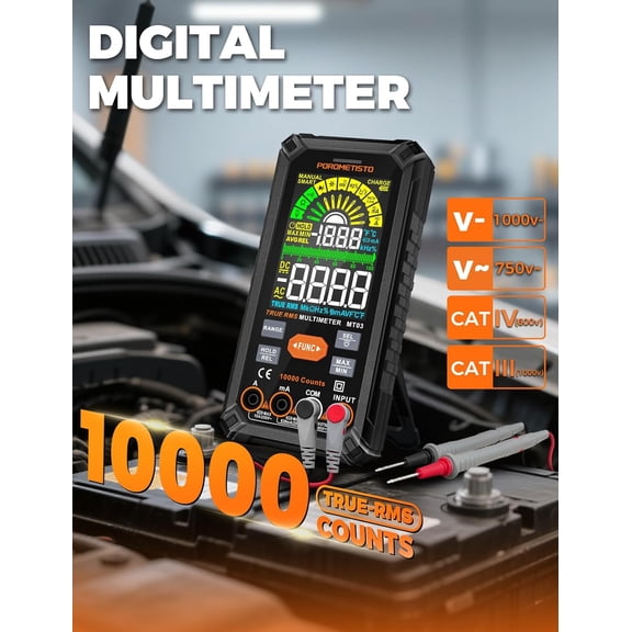 Digital Multimeter Tester 10000 Counts TRMS, Smart Multimeter Rechargeable, Auto-Ranging Volt Meter Measures Voltage Current Resistance Diodes Continuity Capacitance Temperature NCV
