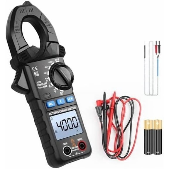 Digital Multimeter Tester 4000 Counts Amp Clamp Meter with 35mm  for   and AC Current Meter, Resistance, Diode Capacitance, Continuity, Frequency, Thermocouple, NCV Auto-Ranging