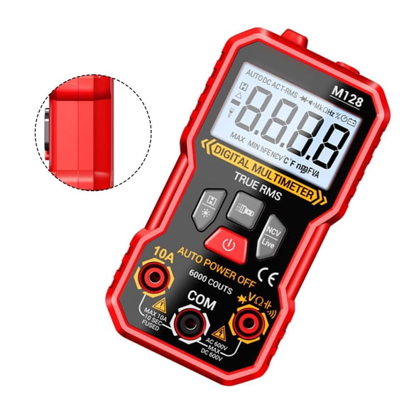 Digital Multimeter Tester 6000 Counts with NCV Live Wire Detection, Backlit LCD Display and Flashlight, Auto Ranging AC DC Voltmeter for Electrical Safety Diagnosis, Red(Red)