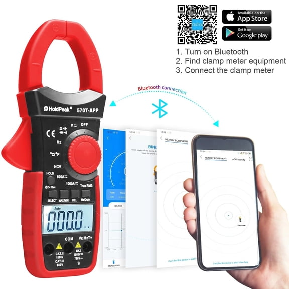 Digital Multimeter Tester AC DC Volt Amp Clamp Meter Auto Ranging LCD Handheld