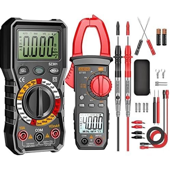 Digital Multimeter Tester with Amp Ohm  Clamp Meter Measures Current,  ,Capacitance, Resistance, Diodes, Continuity Frequency Backlight Electrican Tools