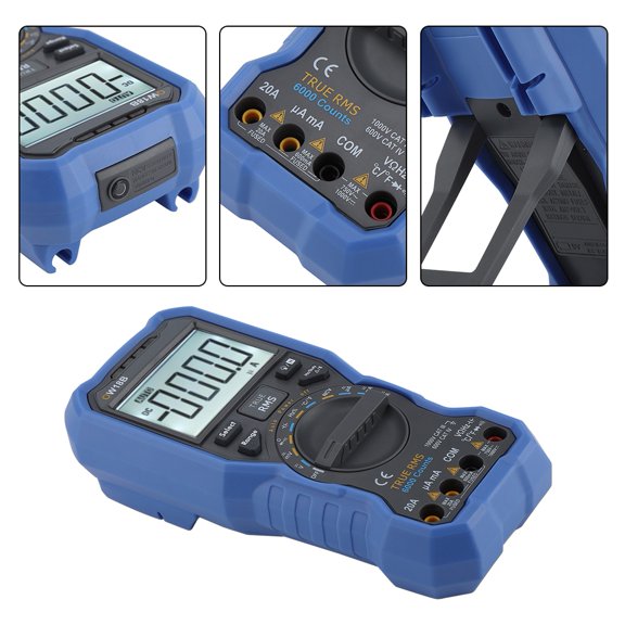 Digital Multimeter Tester Auto Ranging Volt Amp Ohm Frequency Temperature Meter 7.72 in / 19.6 cm Screen