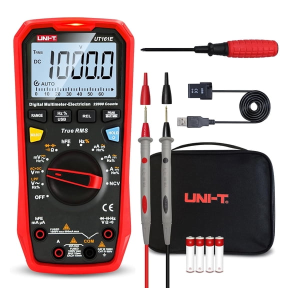 Digital Multimeter Tester, True RMS 1000V AC DC Voltage Meter Tester Ohm Meter Capacitance Frequency 22000 Counts USB Transmission NCV hFE LPF ACV