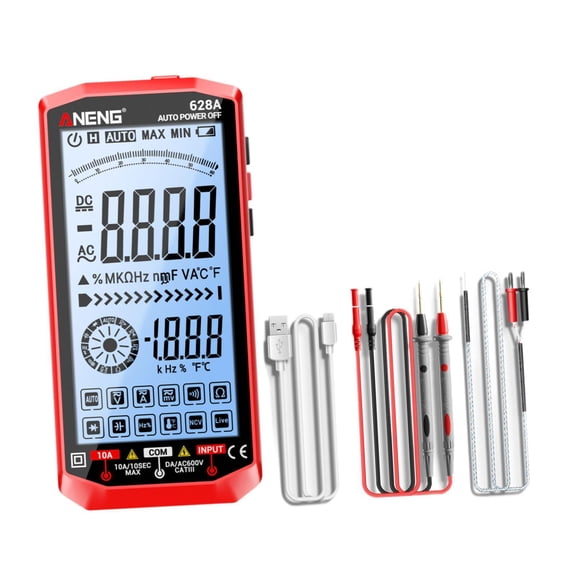 Digital Multimeter Transistor Probe Ohm Meter Voice Control Feature Large LCD Screen for Technicians Car Inspections