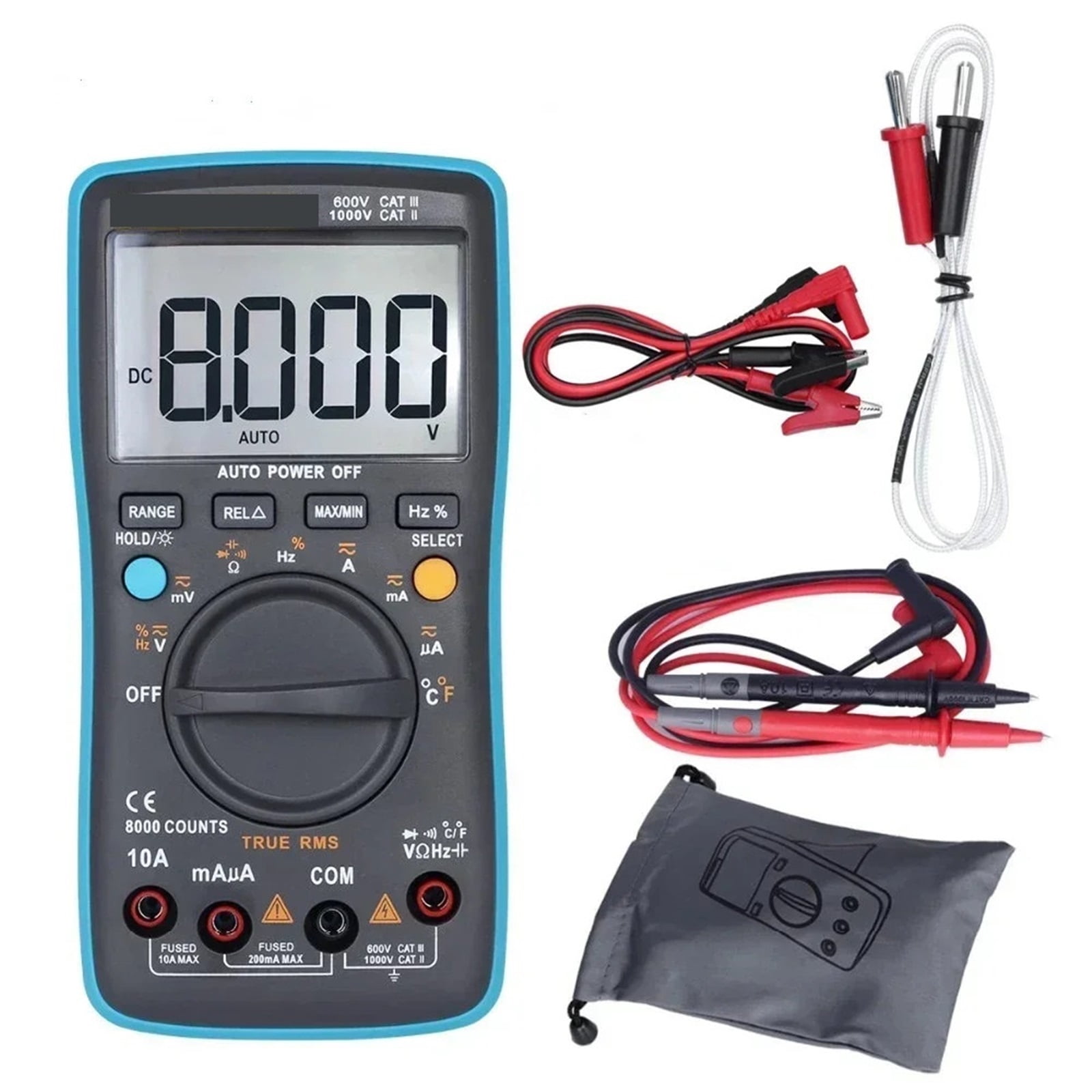 Digital Multimeter True-RMS DC/DA Voltmeter Ammeter Multimeter Professional Resistance Ohm Cap Temp Tester Meter ,Battery Test