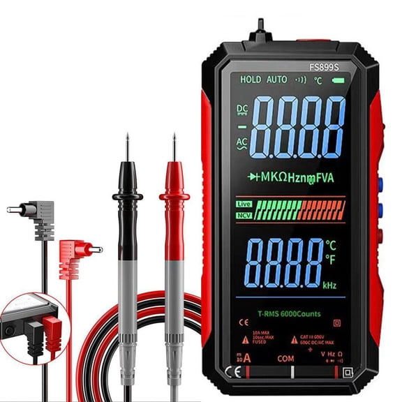 Digital Multimeter True RMS Voltage Current Tester, Capacitance Resistance Continuity Frequency NCV Detection with Large Color Screen, Voice Broadcast, USB Charging for Electricians DIY