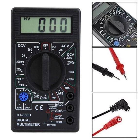 Digital Multimeter Voltage Tester , Portable LCD Voltage Current Resistance Tester with Diode and Transistor Measurement, Electrical Diagnostic Tool for Home, Automotive and Circuit Testing Use