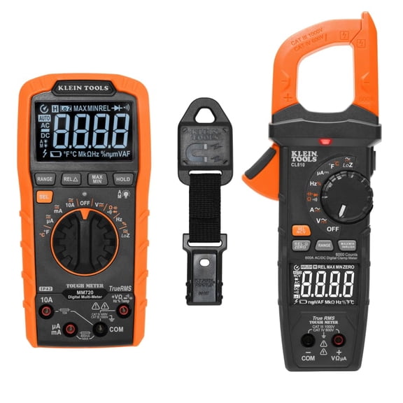 Digital Multimeter and Clamp Meter Kit, Auto-Ranging TRMS Voltage Tester, 1000V AC/DC, Magnetic Hanger, Professional Test Kit