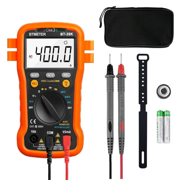 Digital Multimeter with Case 4000 Count Volt Ohm Amp Tester Auto Ranging DMM AC DC Voltage Resistance Frequency NCV Continuity Diode