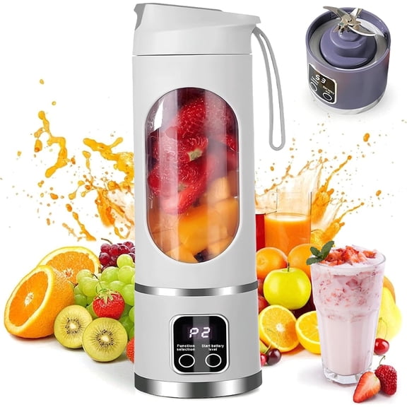 Digital Multimode Juicer With USB-C Recharge, Leakproof Design For Smoothies/Shakes, 3-Speed Settings(White)