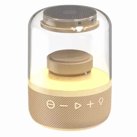 Digital Music Player Bluetooth Speakers with Subwoofer Transparent Effect Ornaments Ambient Light Audio Khaki
