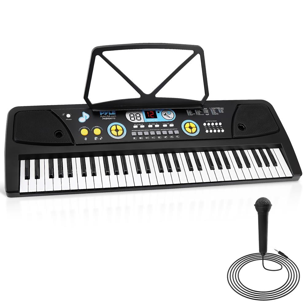 Digital Musical Karaoke Keyboard - Portable Electronic Piano Keyboard with Built-in Rechargeable Battery & Wired Microphone (61 Keys)