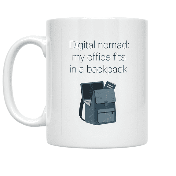 Digital Nomad: My Office Fits in a Backpack - Remote Work Enthusiast - 11 oz Ceramic Coffee Mug