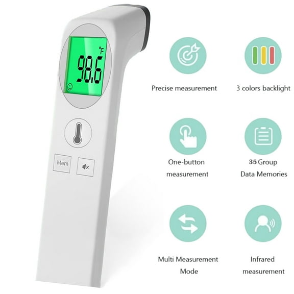 Digital Non-Contact Infrared Forehead Thermometer, White