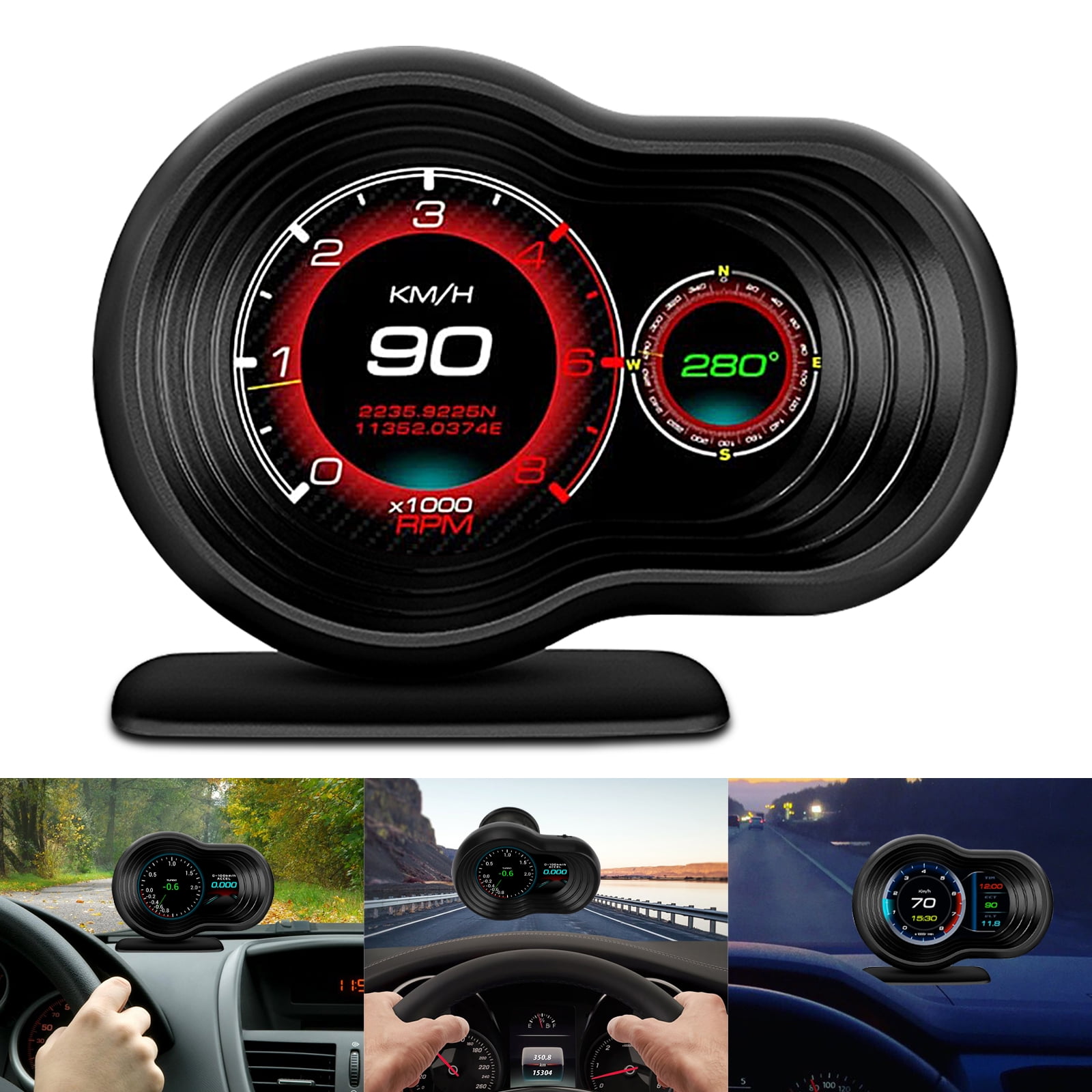 Digital OBD2 GPS Speedometer, EEEkit Car Hud Head-Up Display, Dual System  Car Head Display with MPH Speed Alarm - Black 