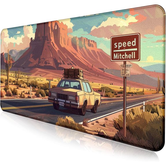 Digital Oil Painting Grassland Road Mouse Pad, Natural Mountain Scenery Game Computer Keyboard Pad, Anti Slip Mouse Desk Pad for Home Office and Study 35.4 x 15.7 x 0.12 Inches