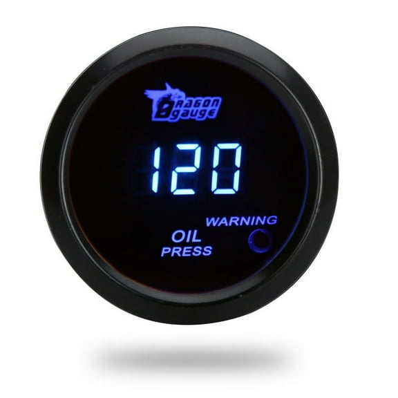 Digital Oil Pressure Meter Gauge with Sensor for Auto Car 52mm 2in LCD 0~120PSI Warning Light Black