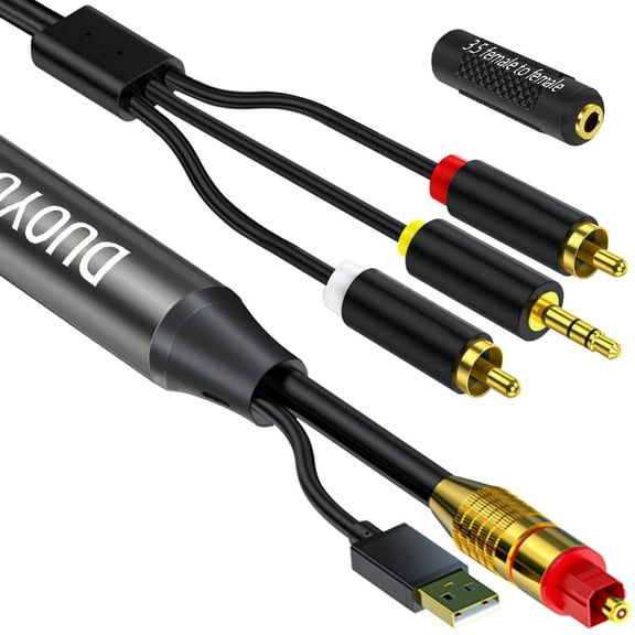 Digital Optical to Analog 3.5mm AUX Audio Cable, Optical to 2 RCA Adapter, All-in-one D/A Audio Converter, for TV/PS4/Xbox/DVD SPDIF/TOSLINK/Optical Port