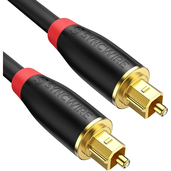 Digital Optical Audio Cable (10 Feet) - [24K Gold-Plated, Ultra-Durable] Fiber Optic Toslink Male to Male Cord Optical Cables for Home Theater, Sound Bar, TV, PS4, Xbox, Playstation & More
