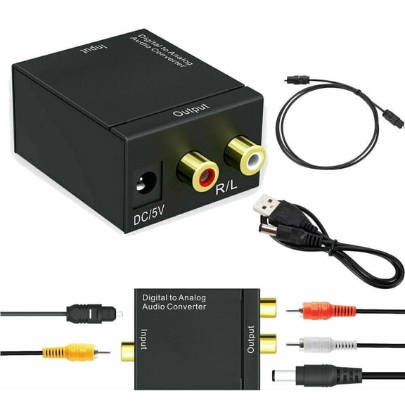 Digital Fiber Conversion RCA L/R Adapter W/ Toslink Signal Optical Coaxial Digital to Analog Audio Converter Adapter
