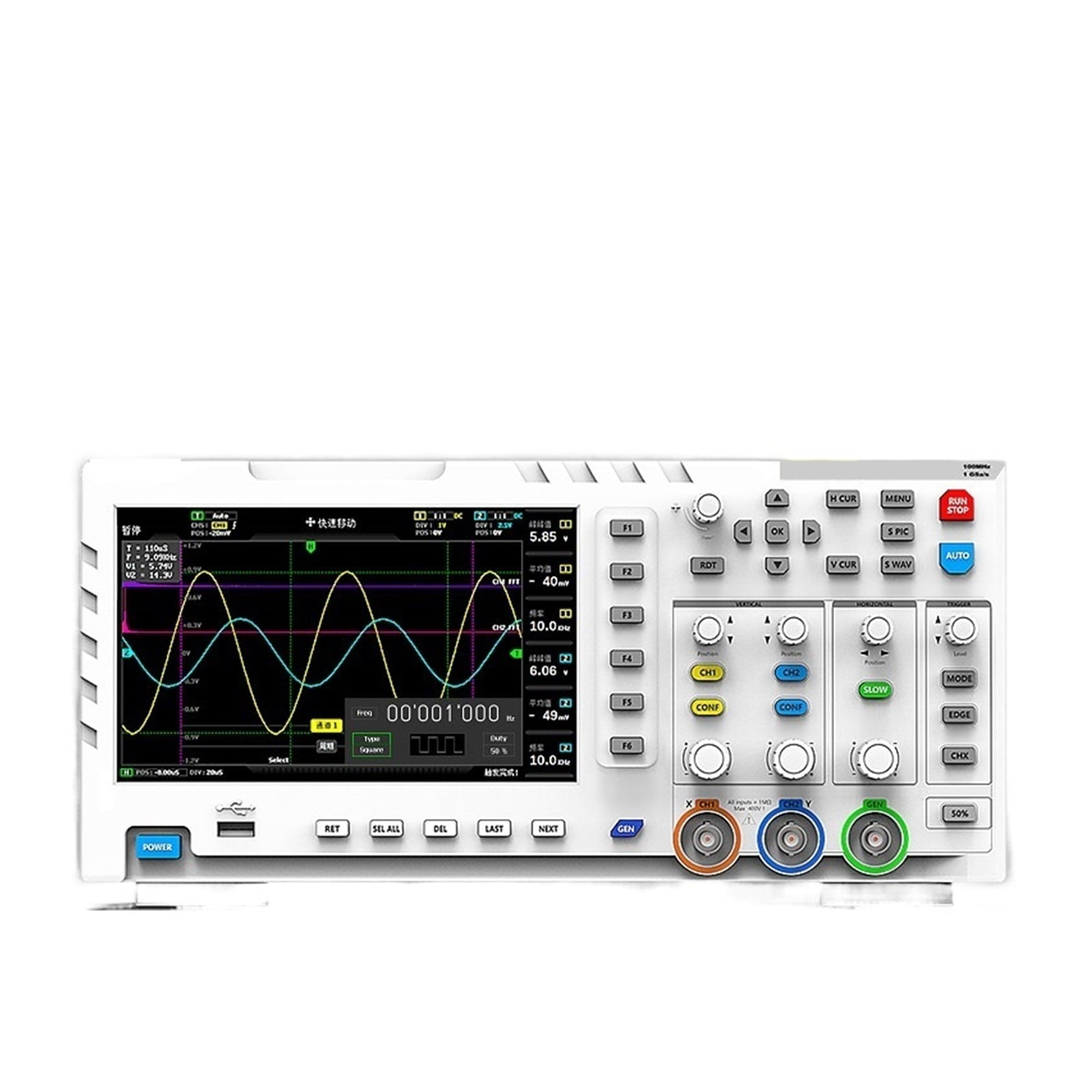 Digital Oscilloscope 100MHz * 2 Analog Bandwidth 1GSa/s Sampling Rate 2 Channels 7'' Benchtop Oscilloscope ,Professional Designed