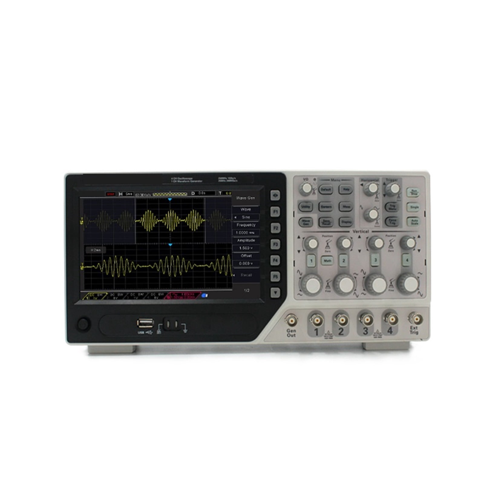 Digital Oscilloscope 4 Channels 250Mhz LCD PC Portable USB Oscilloscopes +EXT+DVM+Auto range function ,Professional Designed