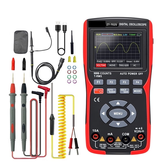 Digital Oscilloscope 48MSa/s 10Mhz Waveform Digital Storage Oscilloscpe Multimeter Auto True RMS Tranistor Probe Multimetro ,Professional Designed