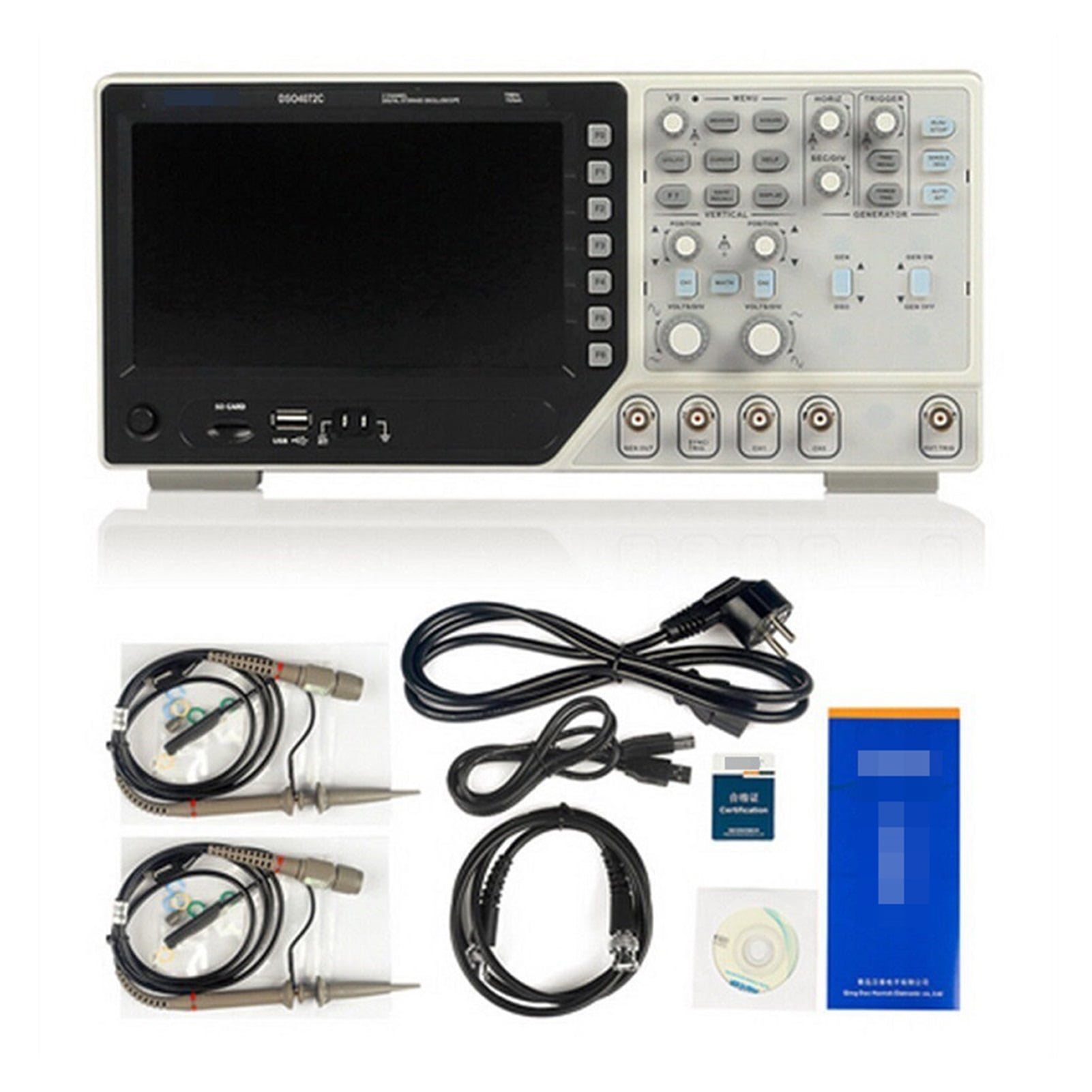 Digital Oscilloscope 70M / 100 / 200MHz 2CH + 25M Arbitrary Waveform USB 1GSa / Portable Oscilloscope Logic Analyzer