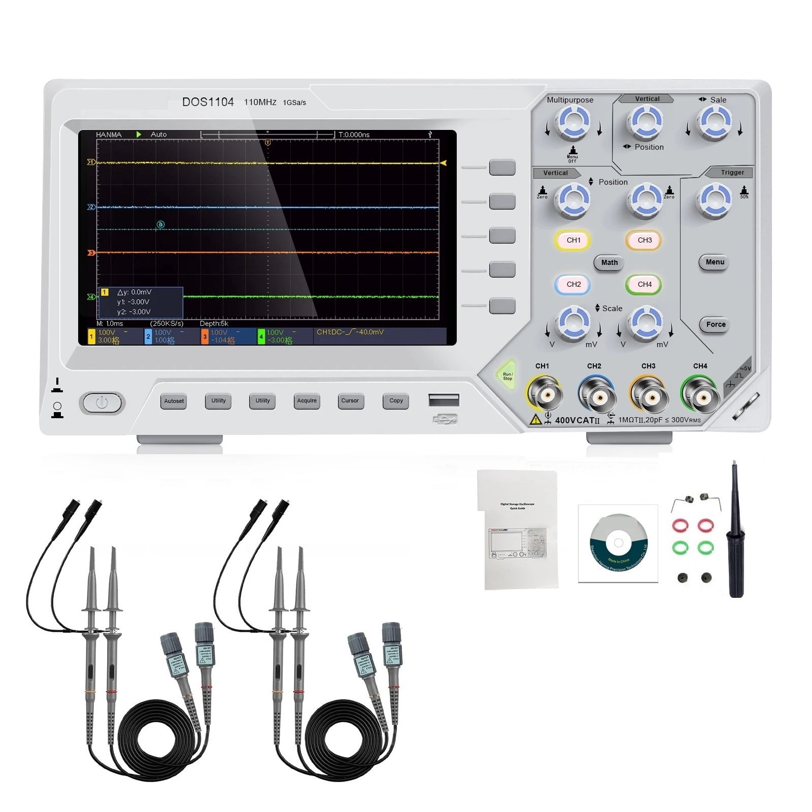 Digital Oscilloscope Bandwidth 1GS/s Sampling Rate 7-inch TFT Storage Desktop Oscilloscope ,Versatile Applications